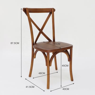 Meubles commerciaux empilés Croix X vintage arrière Chaises à manger en bois pour les mariages Événements et restaurants