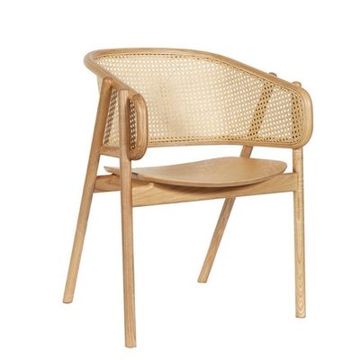 Chaise de salle à manger en bois de design Chaise de bras en rotin de canne avec limite de poids de 100 kg et emballage du courrier