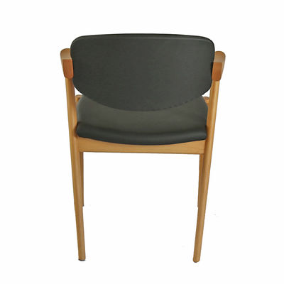 Chaise de salle à manger en cuir en PU en bois pour café d'hôtel polyvalente et fonctionnelle