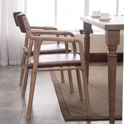 Meubles de salle à manger bois massif style vintage corde décoré fauteuil à manger