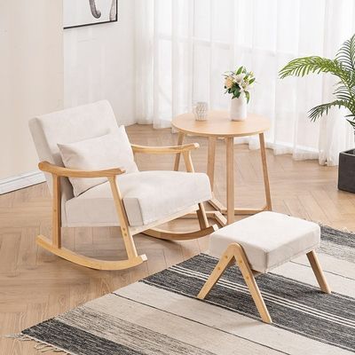 Cadre en bois massif siège en tissu confortable paresseux seul canapé fauteuil à bascule pour le salon