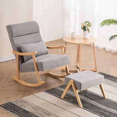 Cadre en bois massif siège en tissu confortable paresseux seul canapé fauteuil à bascule pour le salon
