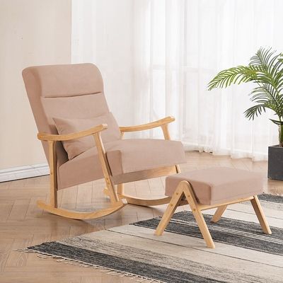 Cadre en bois massif siège en tissu confortable paresseux seul canapé fauteuil à bascule pour le salon