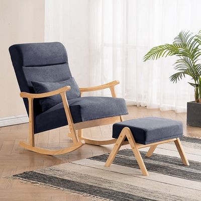 Cadre en bois massif siège en tissu confortable paresseux seul canapé fauteuil à bascule pour le salon