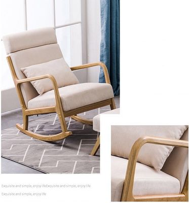 Cadre en bois massif siège en tissu confortable paresseux seul canapé fauteuil à bascule pour le salon