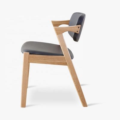 Chaise de salle à manger en cuir en PU avec bois massif