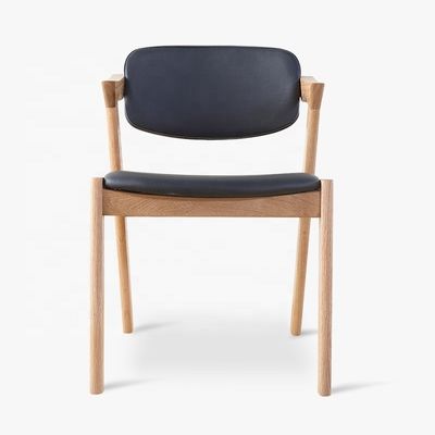 Chaise de salle à manger en cuir en PU avec bois massif