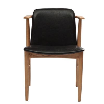 Meubles d'hôtel modernes personnalisés rembourrés en bois chaise à manger en cuir PU avec coussin de salon de loisirs