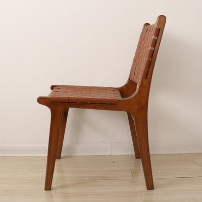 Logo personnalisé Chaises de loisirs extérieures Meubles en bois massif Style de design moderne avec chaise à manger tissée en cuir PU