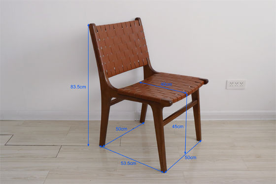 Logo personnalisé Chaises de loisirs extérieures Meubles en bois massif Style de design moderne avec chaise à manger tissée en cuir PU