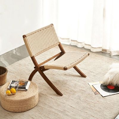 Salle de séjour Chaise en rotin tissée en bois massif Rotan pliable Salle à manger avec les derniers meubles extérieurs de design