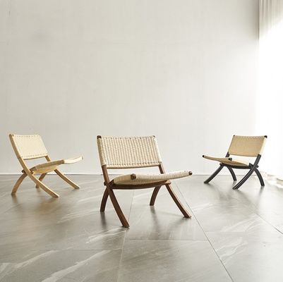 Salle de séjour Chaise en rotin tissée en bois massif Rotan pliable Salle à manger avec les derniers meubles extérieurs de design