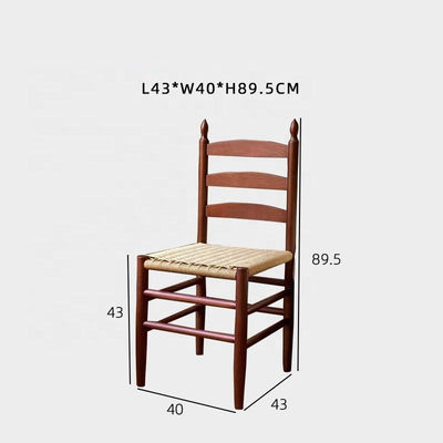 Pas de fauteuil à dos plié avec bois massif fait à la main et coussin tissé à la corde