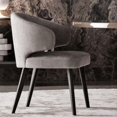 Chaise de salle à manger en velours à jambes en bois rembourrée pour une salle à manger confortable et élégante