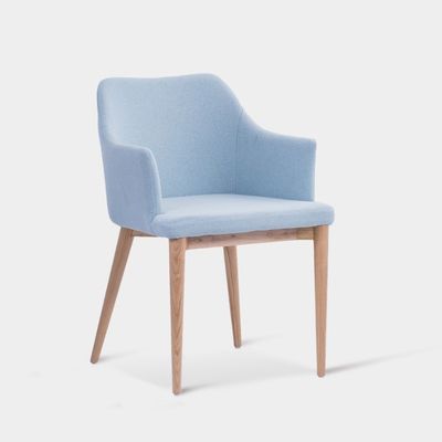 Chaise de salle à manger hôtelier restaurant avec cadre en bois de cendres solides et siège en mousse en tissu métallique rembourrée