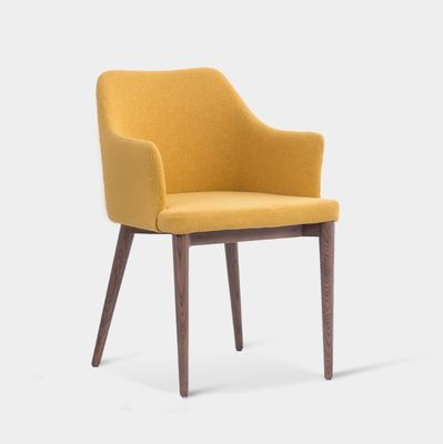 Chaise de salle à manger hôtelier restaurant avec cadre en bois de cendres solides et siège en mousse en tissu métallique rembourrée