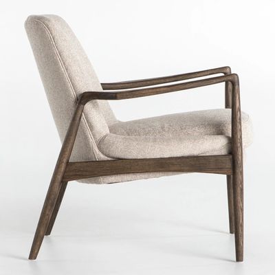 Meubles de salon individuels Chaise de canapé rembourrée en bois avec tissu et coussin en mousse sur cadre en bois