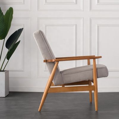 Chaise de salon, salle à manger européenne, design simple, salon classique, chaises en bois avec accoudoir et coussinet en tissu vintage