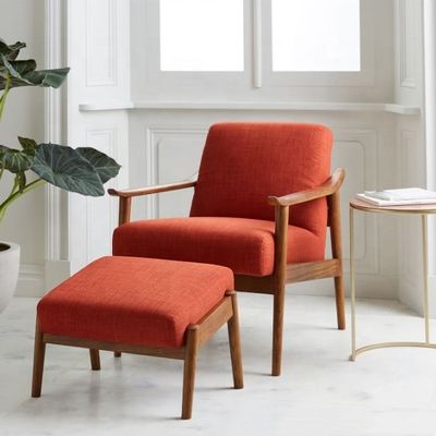 Chaise de salon spécifique à l'hôtel avec accoudoir en cuir et tissu de velours