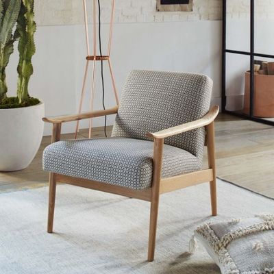 Chaise de salon spécifique à l'hôtel avec accoudoir en cuir et tissu de velours