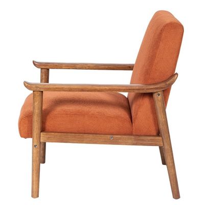 Emballage du courrier personnalisé Chaise de canapé unique tapissée nordique Chaise de fauteuil en bois et en tissu avec tapissage personnalisé