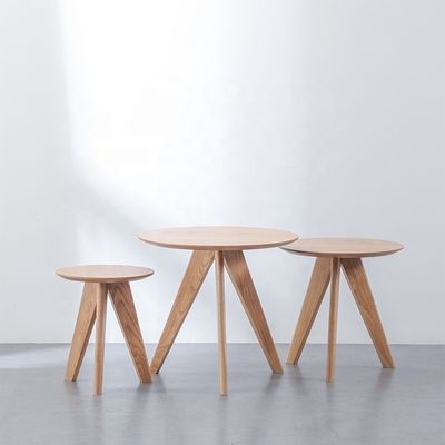 Accueil Meubles modernes Designs hauteur réglable Table à café Restaurant Table à manger ronde en bois massif