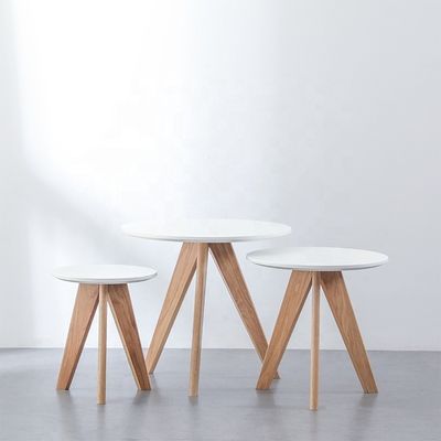 Accueil Meubles modernes Designs hauteur réglable Table à café Restaurant Table à manger ronde en bois massif