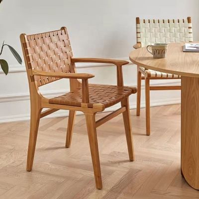 Deux ans de garantie Chaise à manger en bois avec cadre en bois massif et coussin en cuir en PU