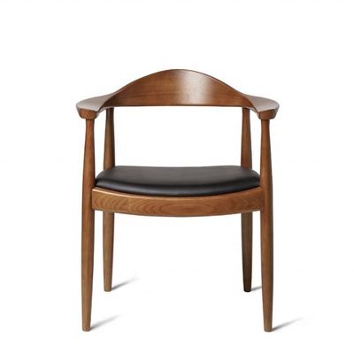 Chaise à manger moderne avec accoudoir Chaise en bois en cuir en PU et meubles de salle à manger