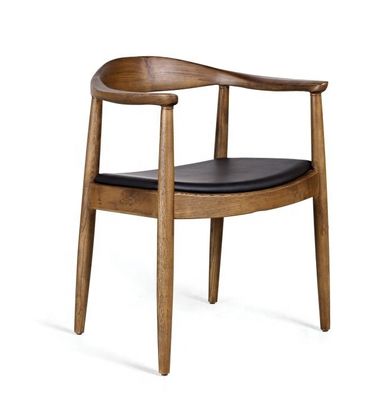 Chaise de salle à manger en bois massif en cuir en PU moderne sans pliage et conception de corne moderne