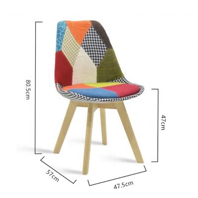 Meubles de salle à manger moderne couverture en tissu sur mesure Chaise patchwork avec des jambes de hêtre style de conception