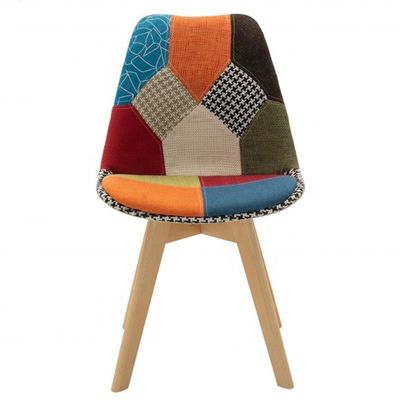 Meubles de salle à manger moderne couverture en tissu sur mesure Chaise patchwork avec des jambes de hêtre style de conception