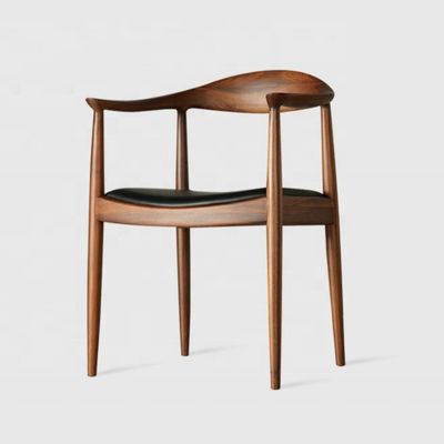 Chaise de salle à manger en bois massif avec accoudoir