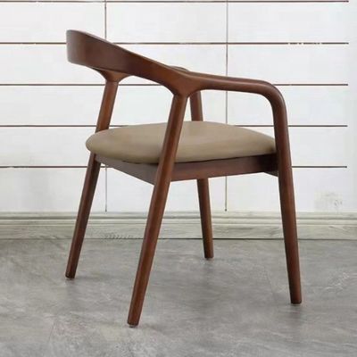 Chaise à manger en bois massif avec coussin en cuir pour restaurant Café Hôtel NO