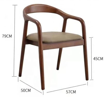 Chaise à manger en bois massif avec coussin en cuir pour restaurant Café Hôtel NO