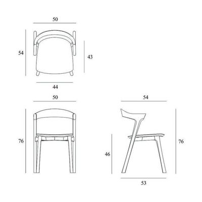 Chaise de loisirs en bois nordique confortable et élégante pour le café de l'hôtel Garden 53cm*50cm*76cm