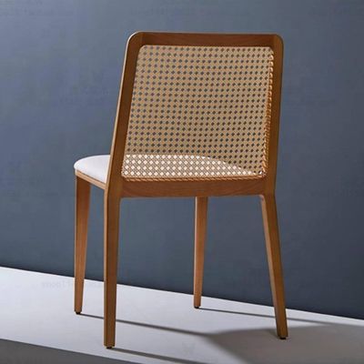 Meubles généraux de salle à manger Chaise à manger en bois massif avec siège en rotin et dossier en canne