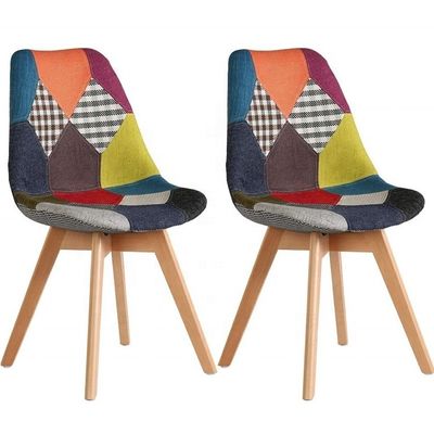 Chaises de réception en lin sans tissu plié avec dossier coussin doux tulipes patchwork Chaise scandinave pour cuisine