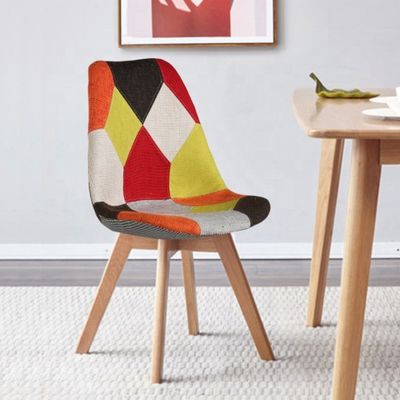 Chaises de réception en lin sans tissu plié avec dossier coussin doux tulipes patchwork Chaise scandinave pour cuisine