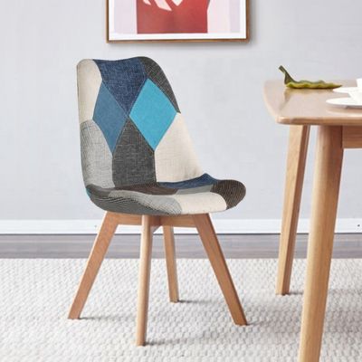 Chaises de réception en lin sans tissu plié avec dossier coussin doux tulipes patchwork Chaise scandinave pour cuisine