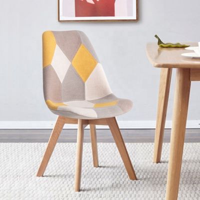 Chaises de réception en lin sans tissu plié avec dossier coussin doux tulipes patchwork Chaise scandinave pour cuisine