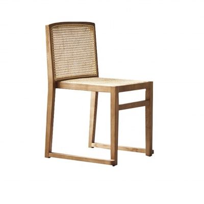 Économiser de l'espace Empillage de chaises de salle à manger en bois de rotin Style nordique moderne pour une salle à manger confortable