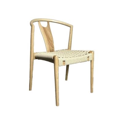 Emballage du courrier Restaurant simple Chaise en bois empilable avec siège à corde et conception légère