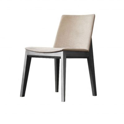 Design simple Restaurant Salon de table Chaise à manger en tissu avec dossier réglable et jambes en bois intérieures