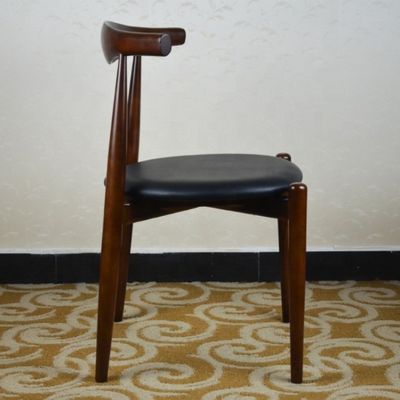 Chaise de cuisine de style japonais de luxe avec siège rembourré en cuir en PU moderne et bois classique