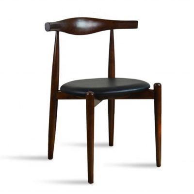 Chaise de cuisine de style japonais de luxe avec siège rembourré en cuir en PU moderne et bois classique