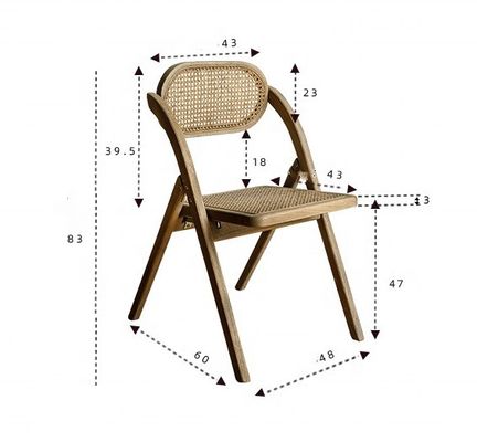 Chaises pliantes en rotin en bois massif de style rustique