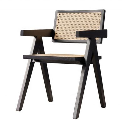Appui-bras de restaurant moderne Chaise à manger en rotin en matériau solide et design moderne