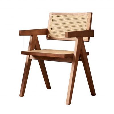 Appui-bras de restaurant moderne Chaise à manger en rotin en matériau solide et design moderne