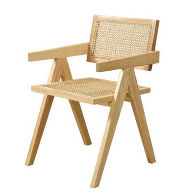 Appui-bras de restaurant moderne Chaise à manger en rotin en matériau solide et design moderne